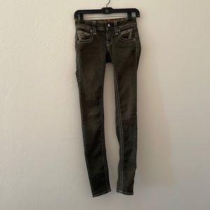 Rock Revival dark olive green crystal jean size 23